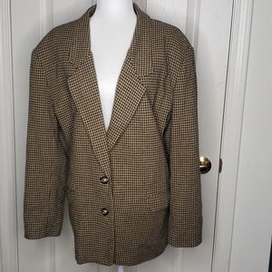 Alfred Dunner Tan & Black Houndstooth Blazer Sz 20